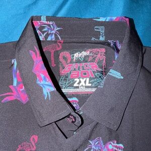 Retro Rifle Men's Black Shirt with Pink and Blue Accents